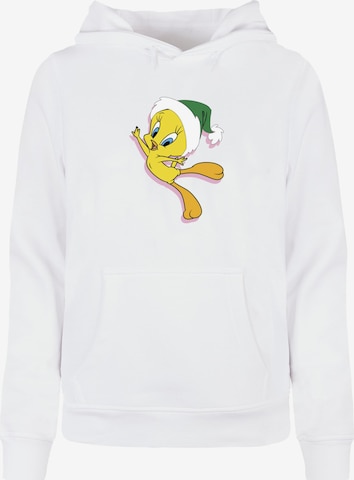 Sweat-shirt 'Looney Tunes - Tweety Christmas Hat' ABSOLUTE CULT en blanc : devant