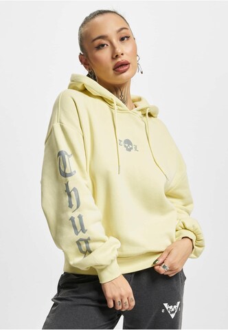 Sweat-shirt 'Caution' Thug Life en jaune : devant