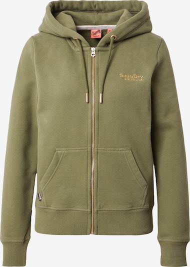 Superdry Veste de survêtement 'Essential ' en jaune / olive, Vue avec produit