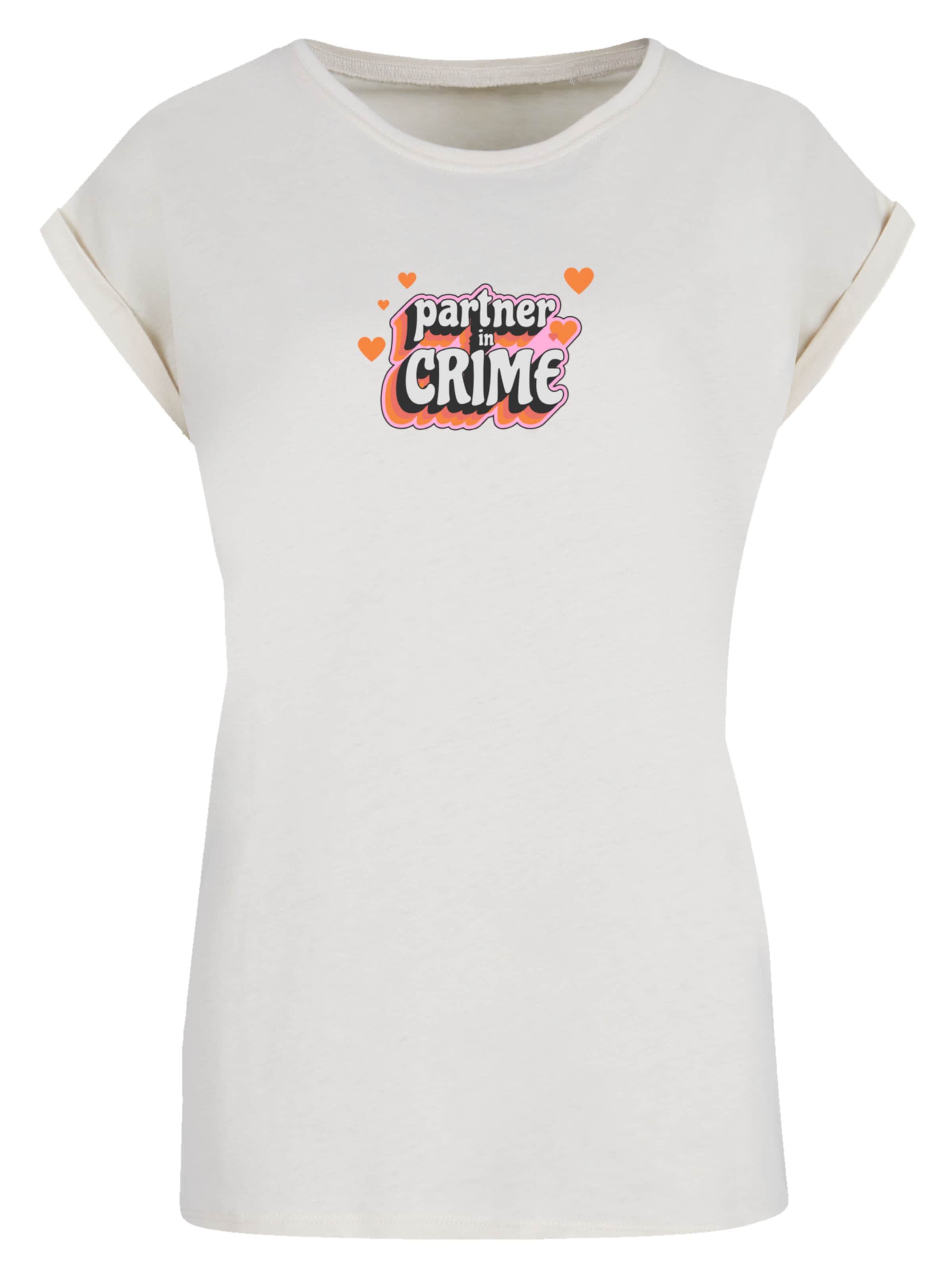 F4NT4STIC T-Shirt 'Partner In Crime Valentinstag' in Beige: Vorderseite