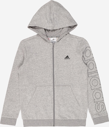 ADIDAS SPORTSWEAR Athletic Zip-Up Hoodie 'Essentials' in Grey: front