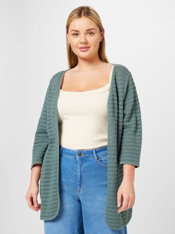 ONLY Carmakoma Knit Cardigan 'GROUP' in Green: front