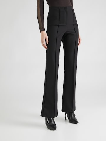 River Island Flared Pleat-Front Pants in Black: front