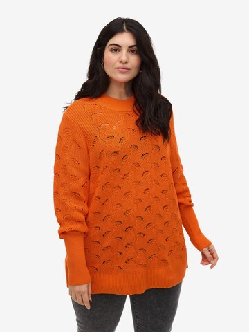 Zizzi Sweater 'MEMMI' in Orange: front