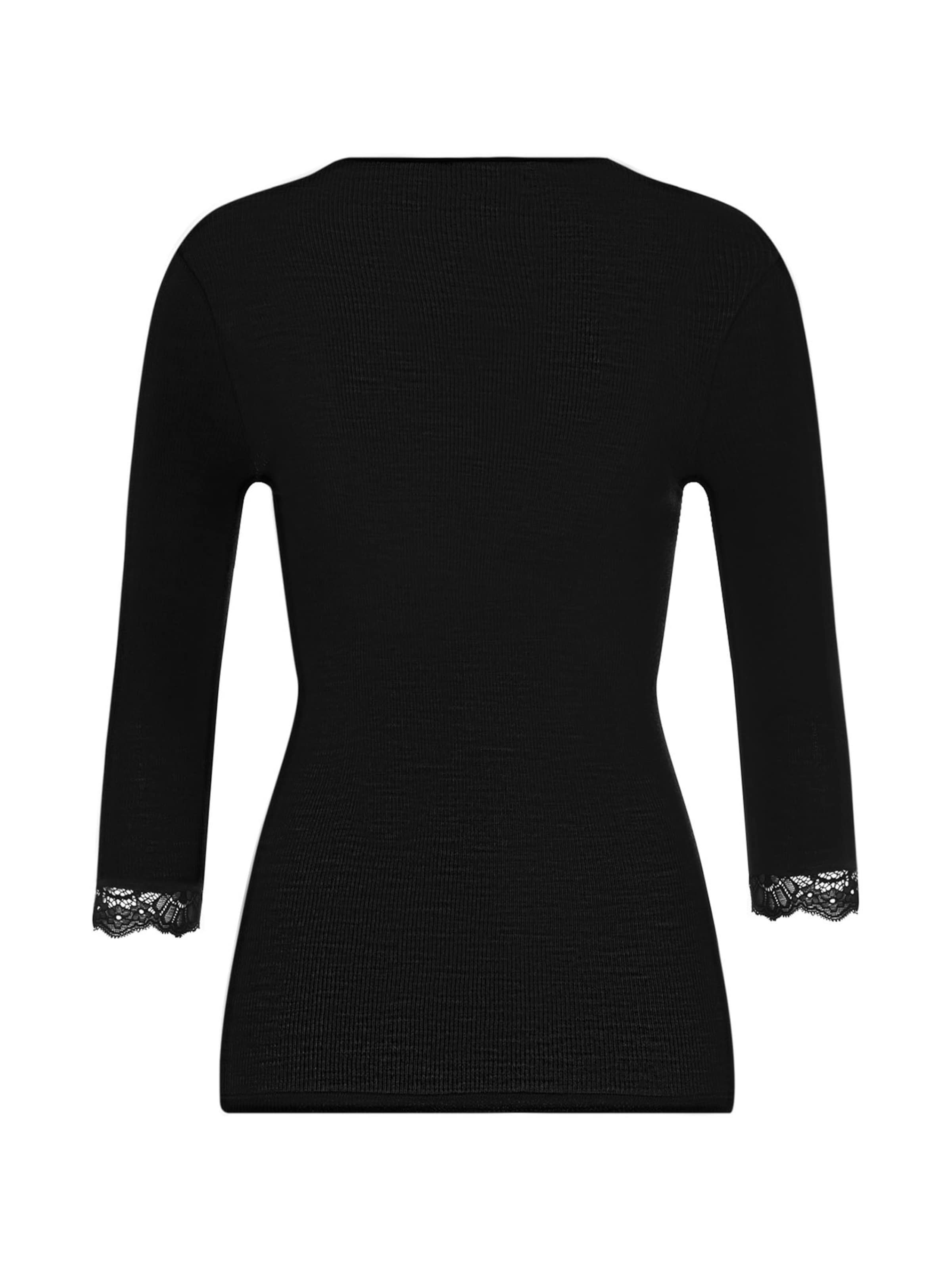 Hanro Shirt ' Woolen Lace ' in Zwart