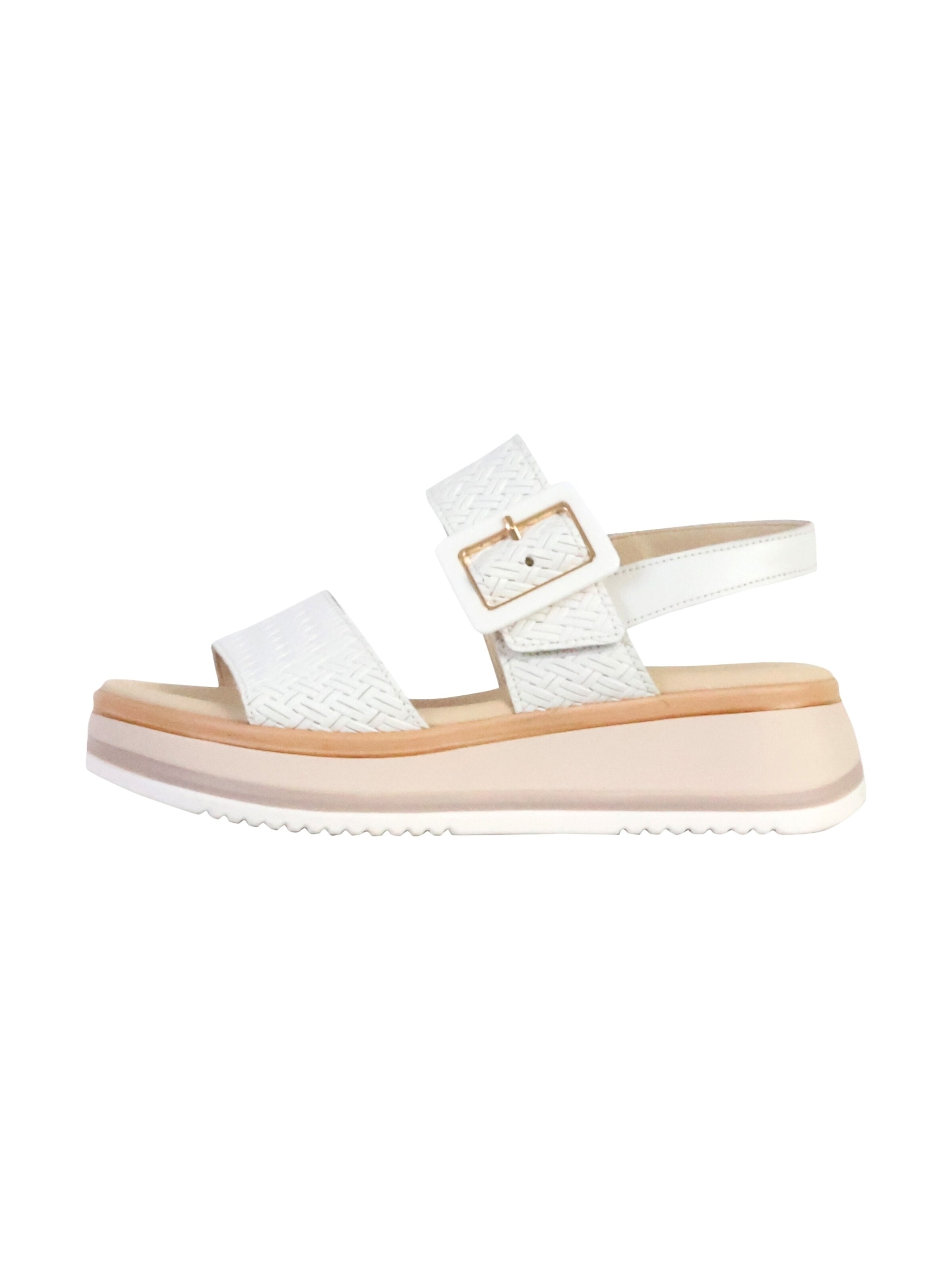 GABOR - Sandalias 'TwistNappa-Sandalen aus Leder mit Keilabsatz und Flechtmuster' en blanco: frente