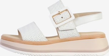 GABOR - Sandalias 'TwistNappa-Sandalen aus Leder mit Keilabsatz und Flechtmuster' en blanco: frente