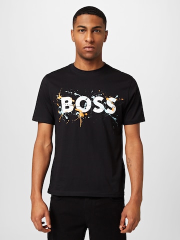 BOSS Orange Μπλουζάκι σε μαύρο: μπροστά