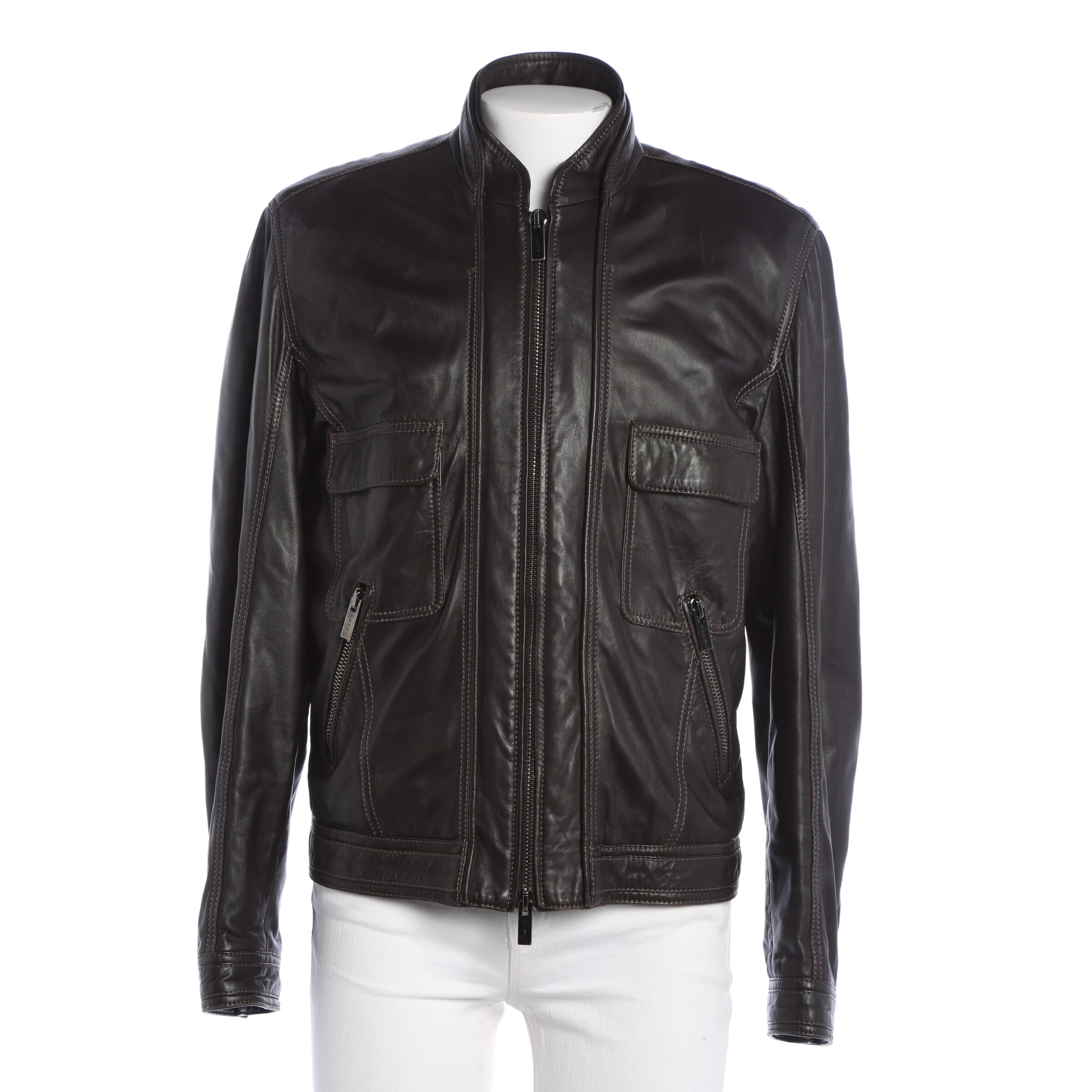 Fendi Lederjacke / Ledermantel L-XL in Braun: Vorderseite