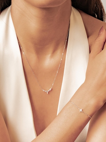 Hey Happiness Sieraden set 'Gemstone Crown Necklace & Daisy Bracelet Set' in Zilver
