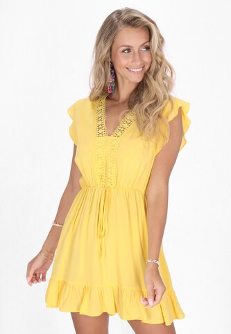 Abito estivo 'Boho' di IZIA in giallo: frontale