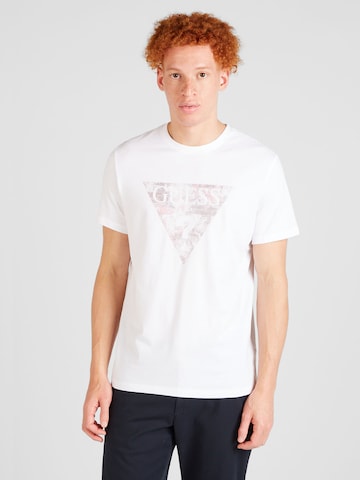 T-Shirt GUESS en blanc : devant