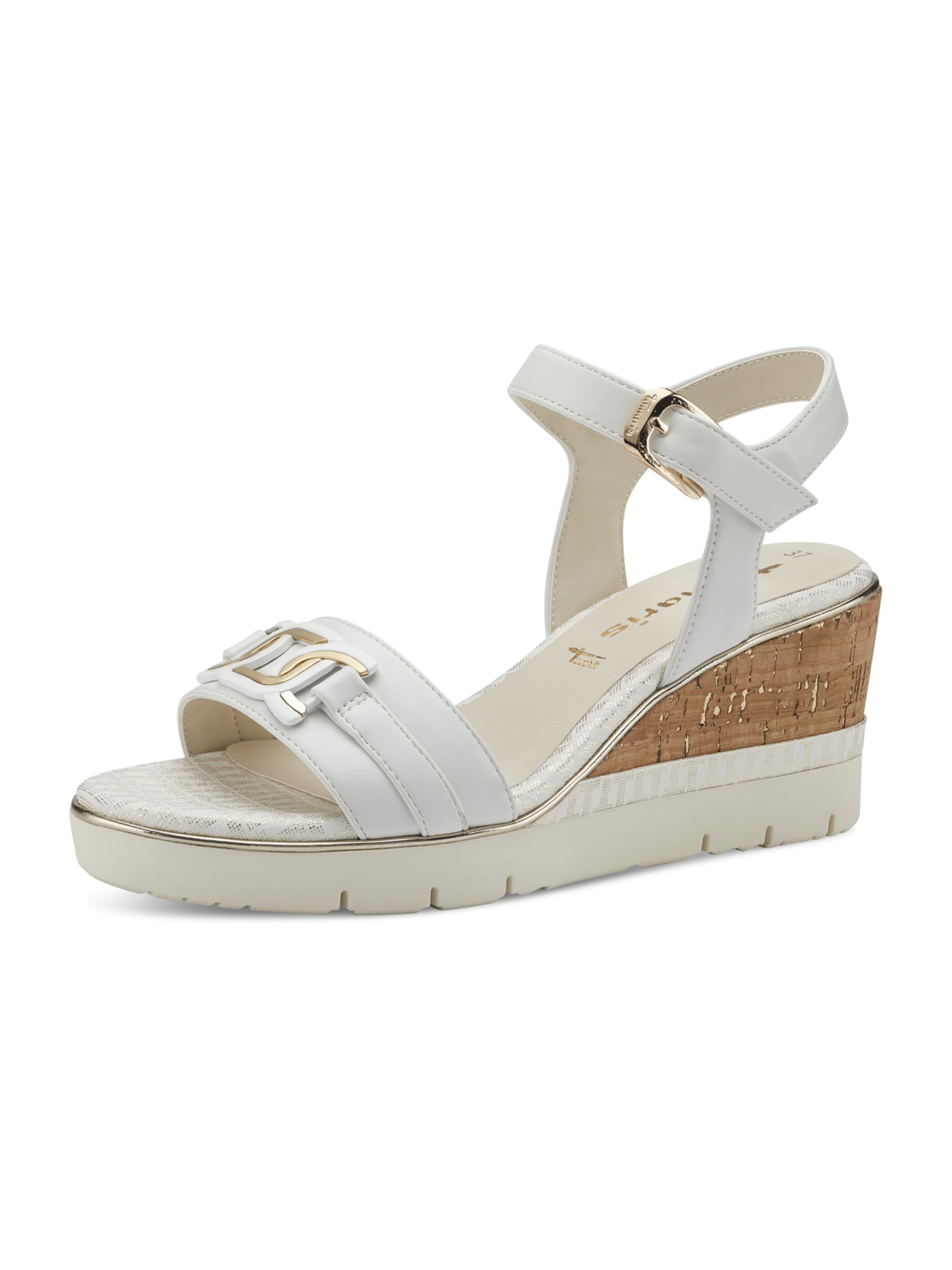 Tamaris Strap Sandals in White: front