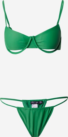 Nasty Gal Balkonet Bikini | zelena barva: sprednja stran