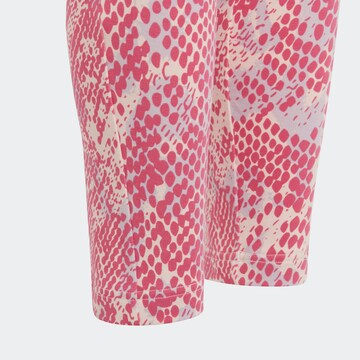 ADIDAS SPORTSWEAR Skinny Sporthose 'Future Icons Allover Print' in Pink