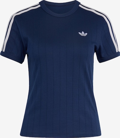 XS dydžio Marškinėliai 'PINSTRIPE SHORT SLEEVE SLIM' iš ADIDAS ORIGINALS, spalva – tamsiai mėlyna / balta, Prekių apžvalga