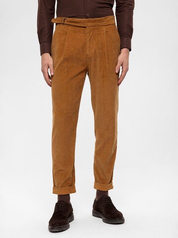 Antioch Slim fit Pleat-front trousers in Brown: front