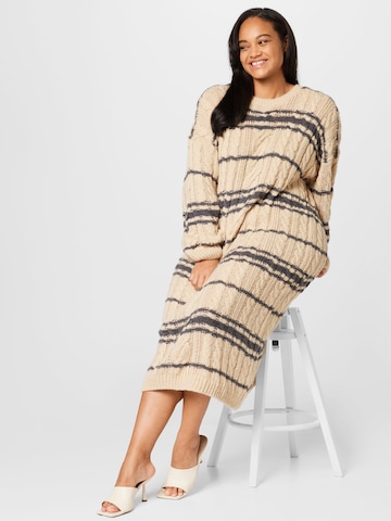 In The Style Curve Knitted dress 'LORNA' in Beige