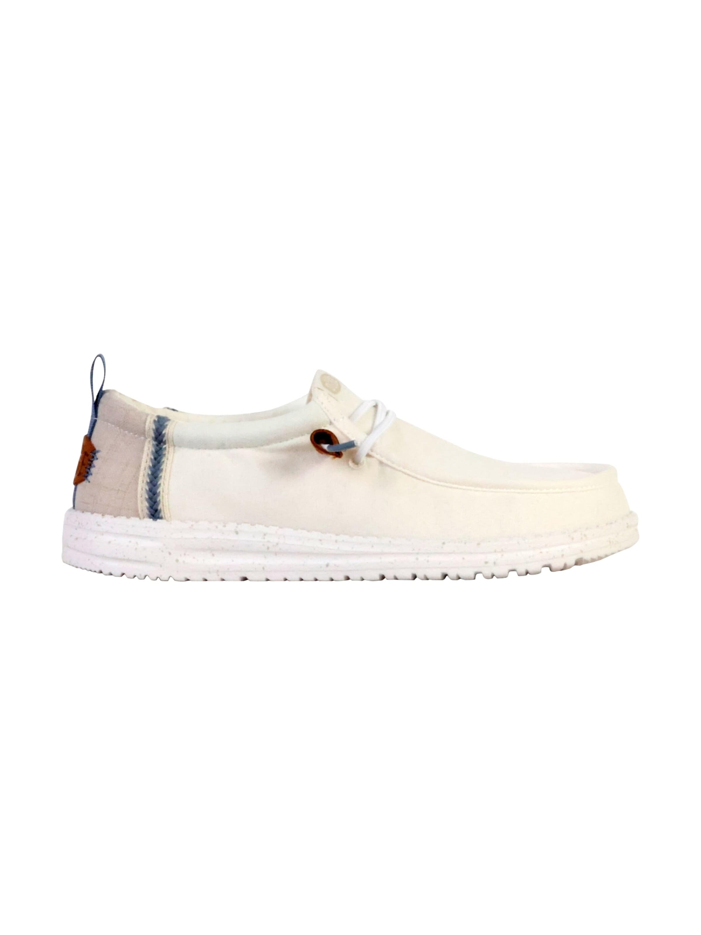 HEY DUDE Slipper 'Schnür-Mokassin „Wally Craft Linen“'‌‌ in Weiß