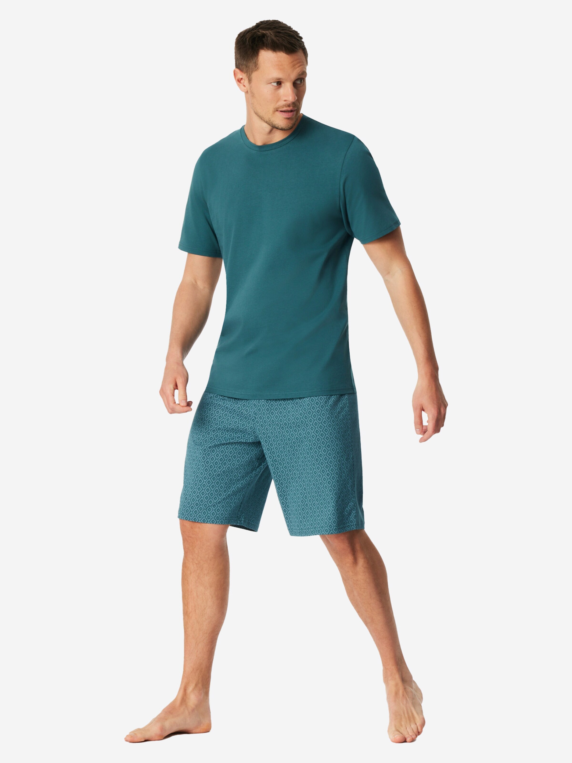 SCHIESSER Pyjama lang 'Casual Essentials' in Groen