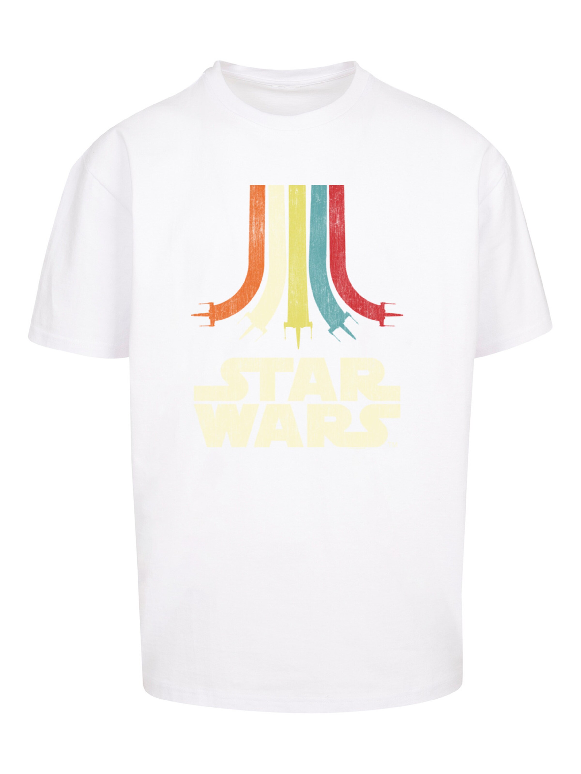 T-Shirt 'Star Wars Retro Rainbow' F4NT4STIC en blanc : devant