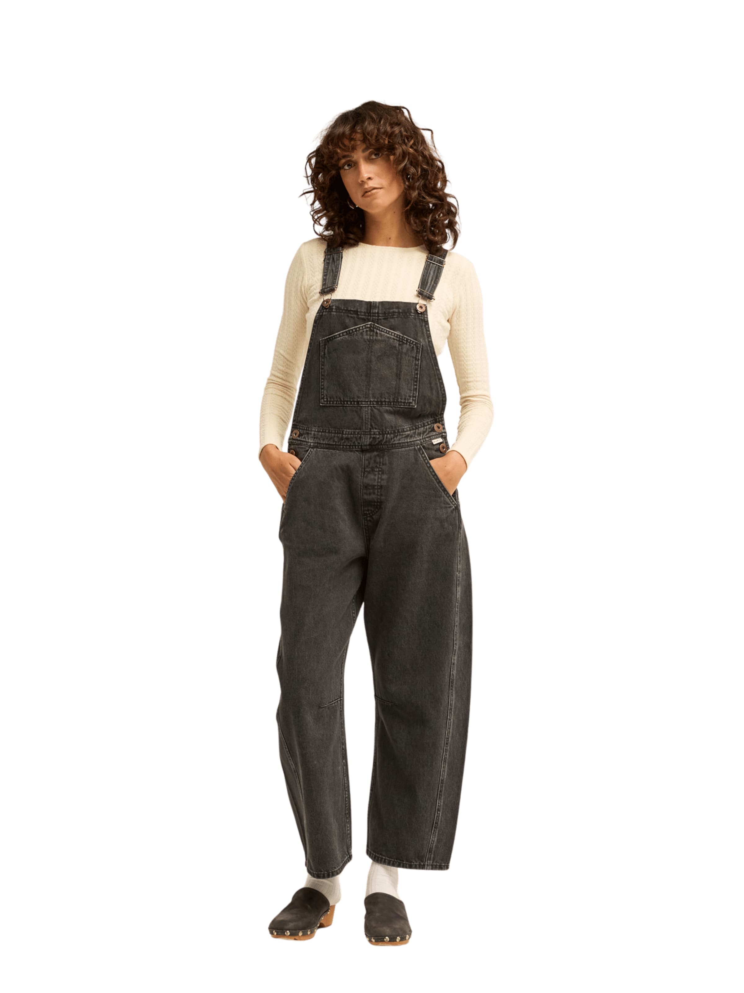 BILLABONG Loosefit Latzjeans in Schwarz: Vorderseite