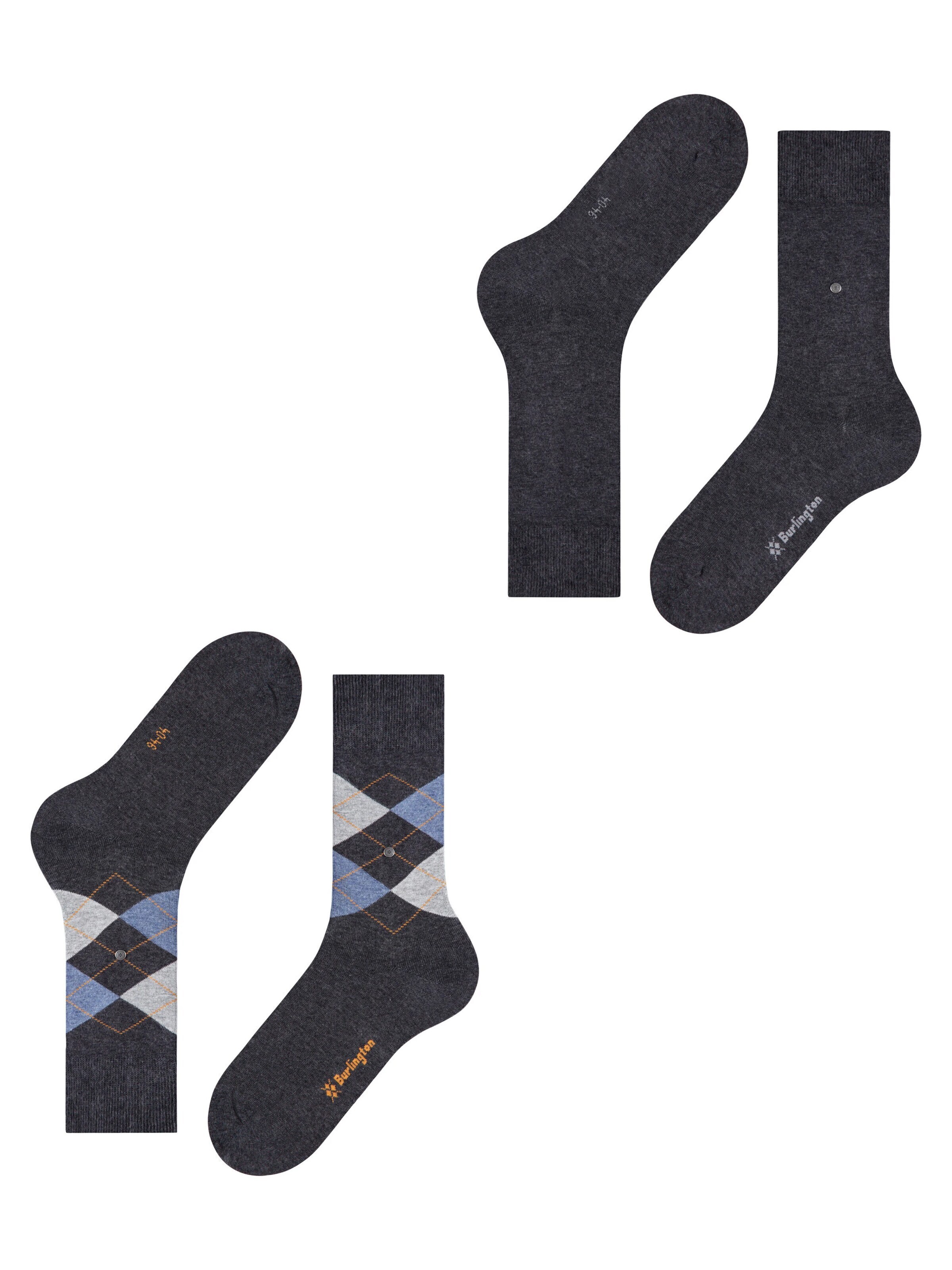 BURLINGTON Socks 'Everyday Argyle Mix 2-Pack' in Grey