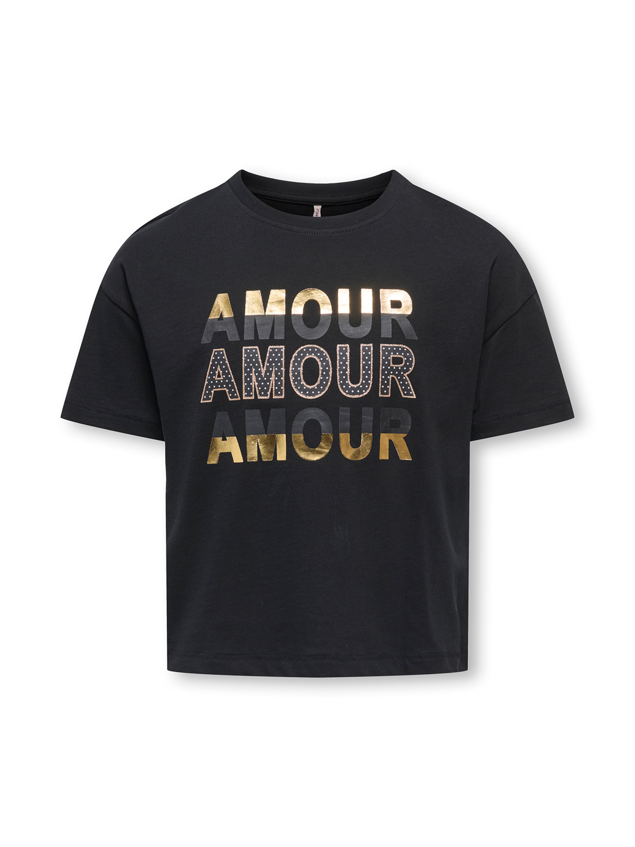 T-Shirt 'KOGANNA AMOUR/LOVE' ONLY GIRLS en noir : devant