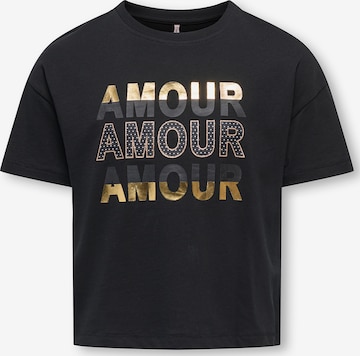 ONLY GIRLS Shirt 'KOGANNA AMOUR/LOVE' in Zwart: voorkant