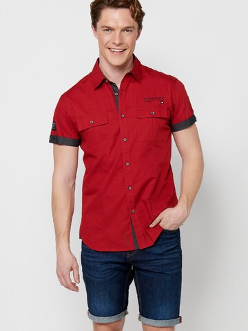 KOROSHI Slim fit Button Up Shirt in Red: front