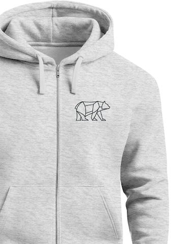 Neverless Sweatjacke 'Bär Lineart Polygon'‌‌‌‌‌‌‌‌ in Grau