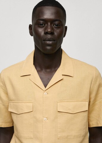 MANGO MAN Regular fit Button Up Shirt 'Sol' in Yellow
