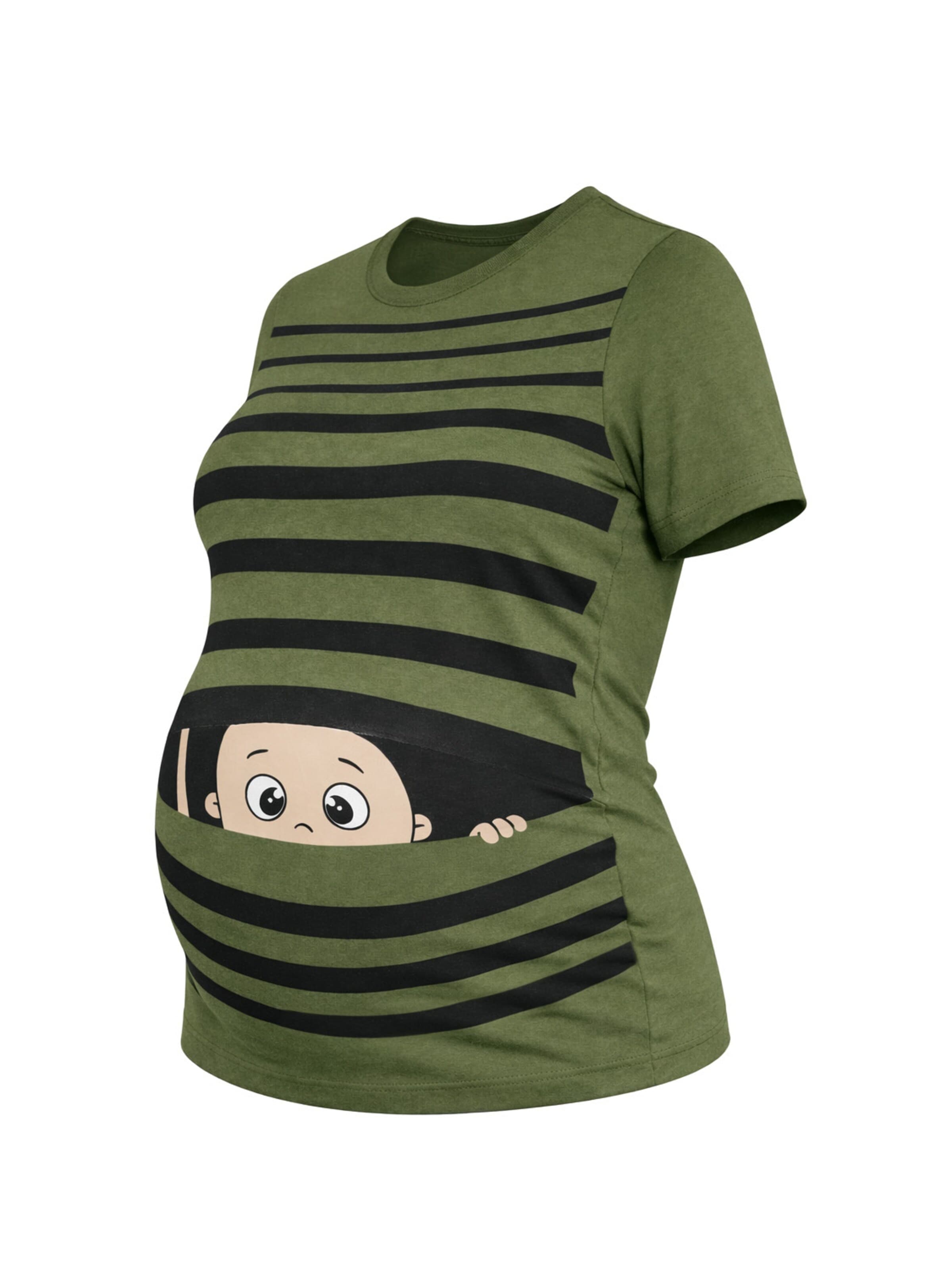 M.M.C. Shirt 'Guck Guck Umstandsshirt' in Green: front