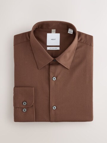 Next Slim Fit Hemd in Braun