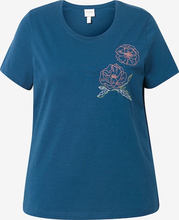 T-shirt Ulla Popken en bleu : devant