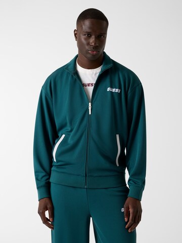 GUESS Zip-Up Hoodie in Green: front