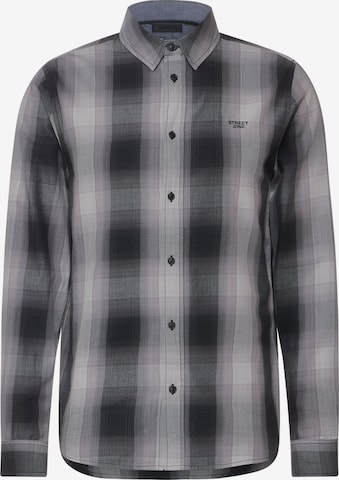 Street One MEN Regular fit Button Up Shirt in Grey: front