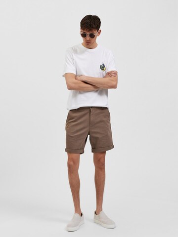 SELECTED HOMME - Regular Calças chino 'Luton' em castanho