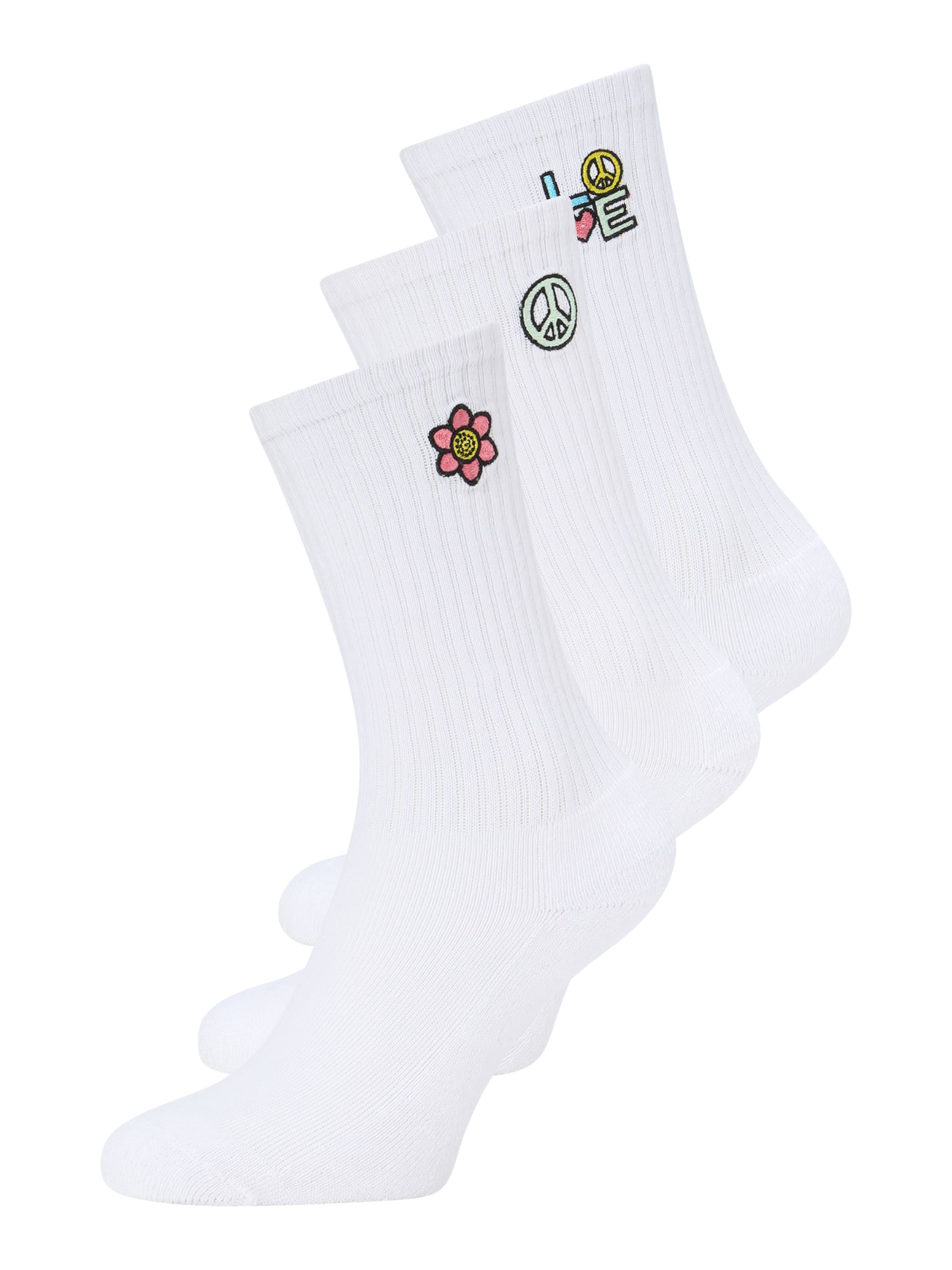 Chaussettes 'Peace' Urban Classics en blanc : devant