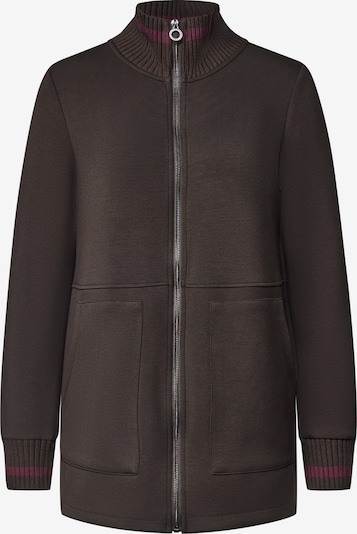 STREET ONE Sweatjacke mit Stehkragen und Strickdetails in XS in dunkelbraun, Produktansicht