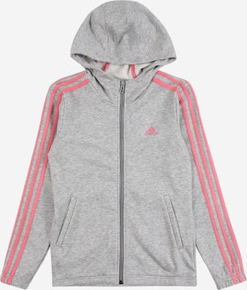 ADIDAS SPORTSWEAR Athletic Zip-Up Hoodie in Grey: front