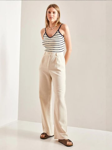 Bianco Lucci Wide Leg Hose in Beige