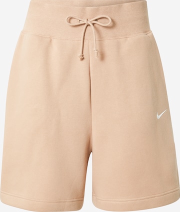 Nike Sportswear Housut 'Phoenix fleece' värissä beige: edessä