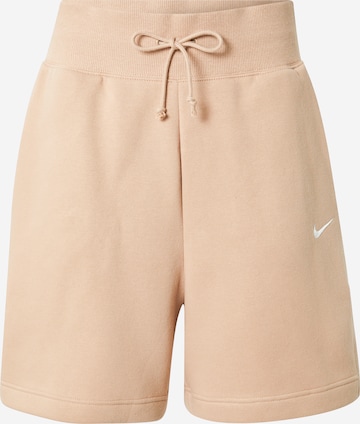 Nike Sportswear Loose fit Trousers 'Phoenix fleece' in Beige: front