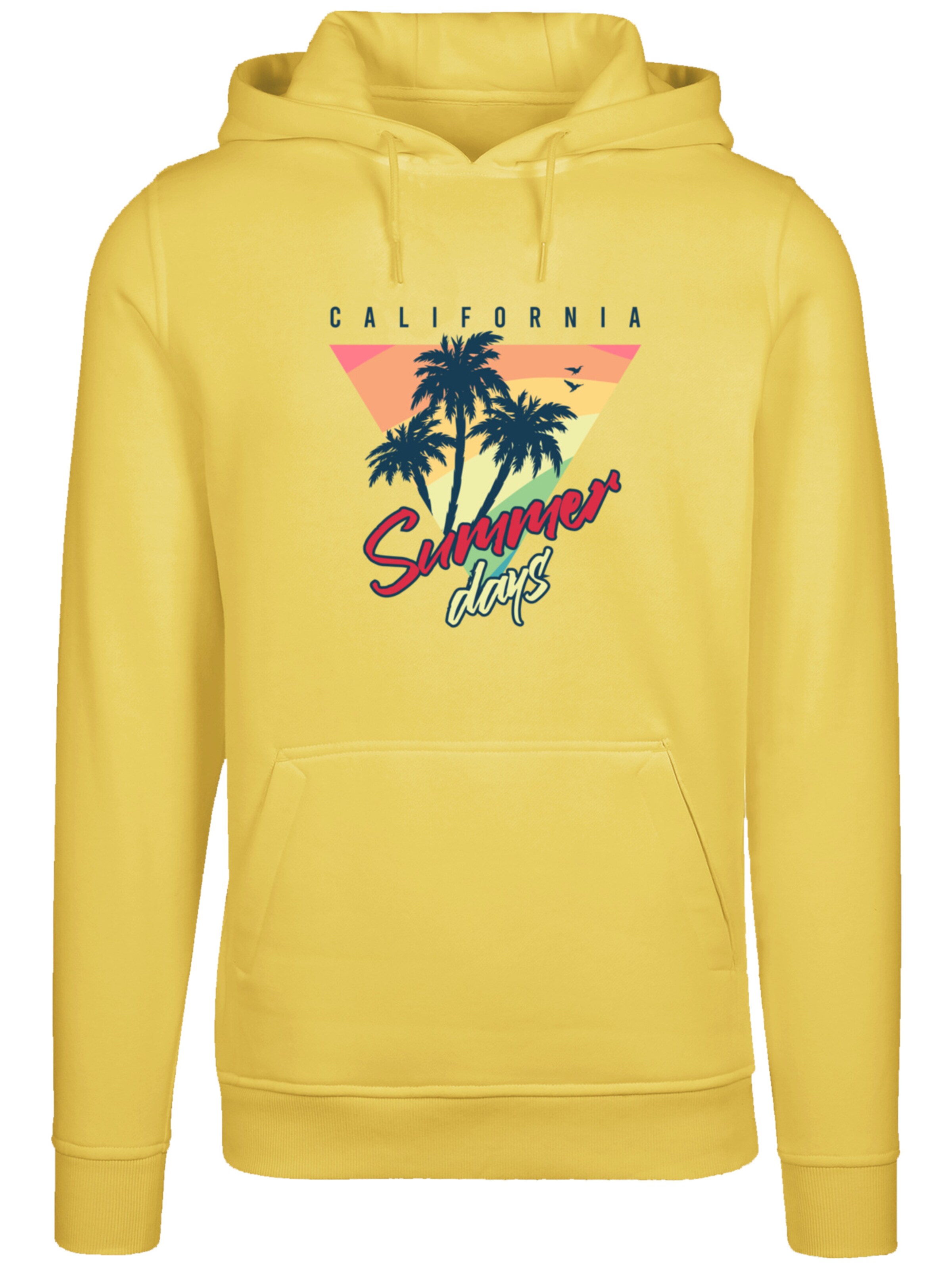 Sweat-shirt 'California Palmen Retro' F4NT4STIC en jaune : devant