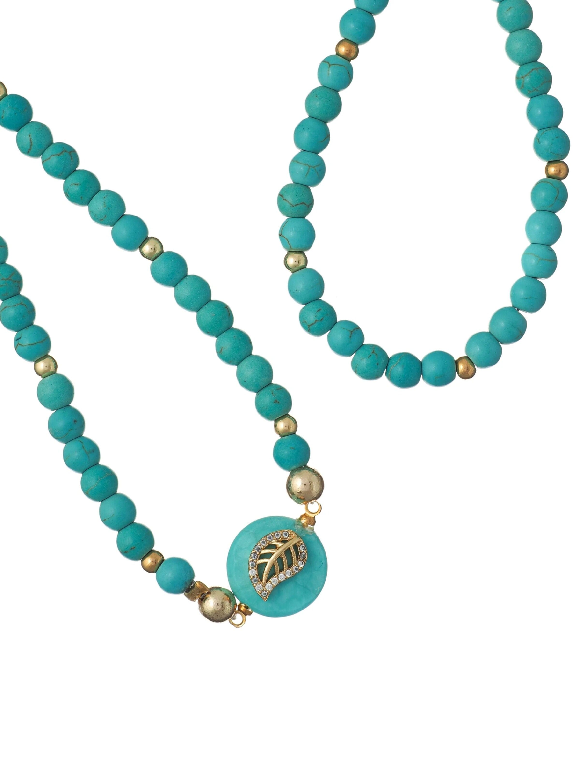 THE GEM STORIES JEWELRY - Cadena 'Turquoise and Peach Jade Necklace' en azul