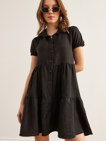 olalook Košilové šaty – černá: přední strana