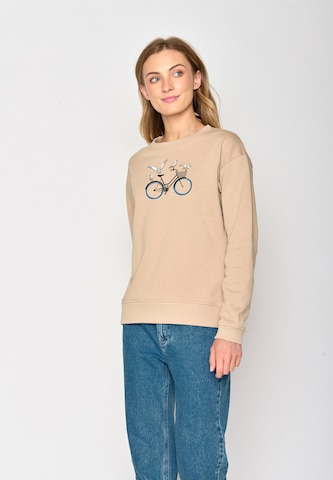 GREENBOMB Sweatshirt 'Bike Seagulls' in Beige: voorkant