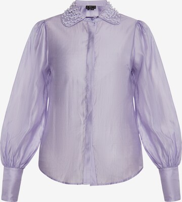 Camicia da donna di faina in lilla: frontale