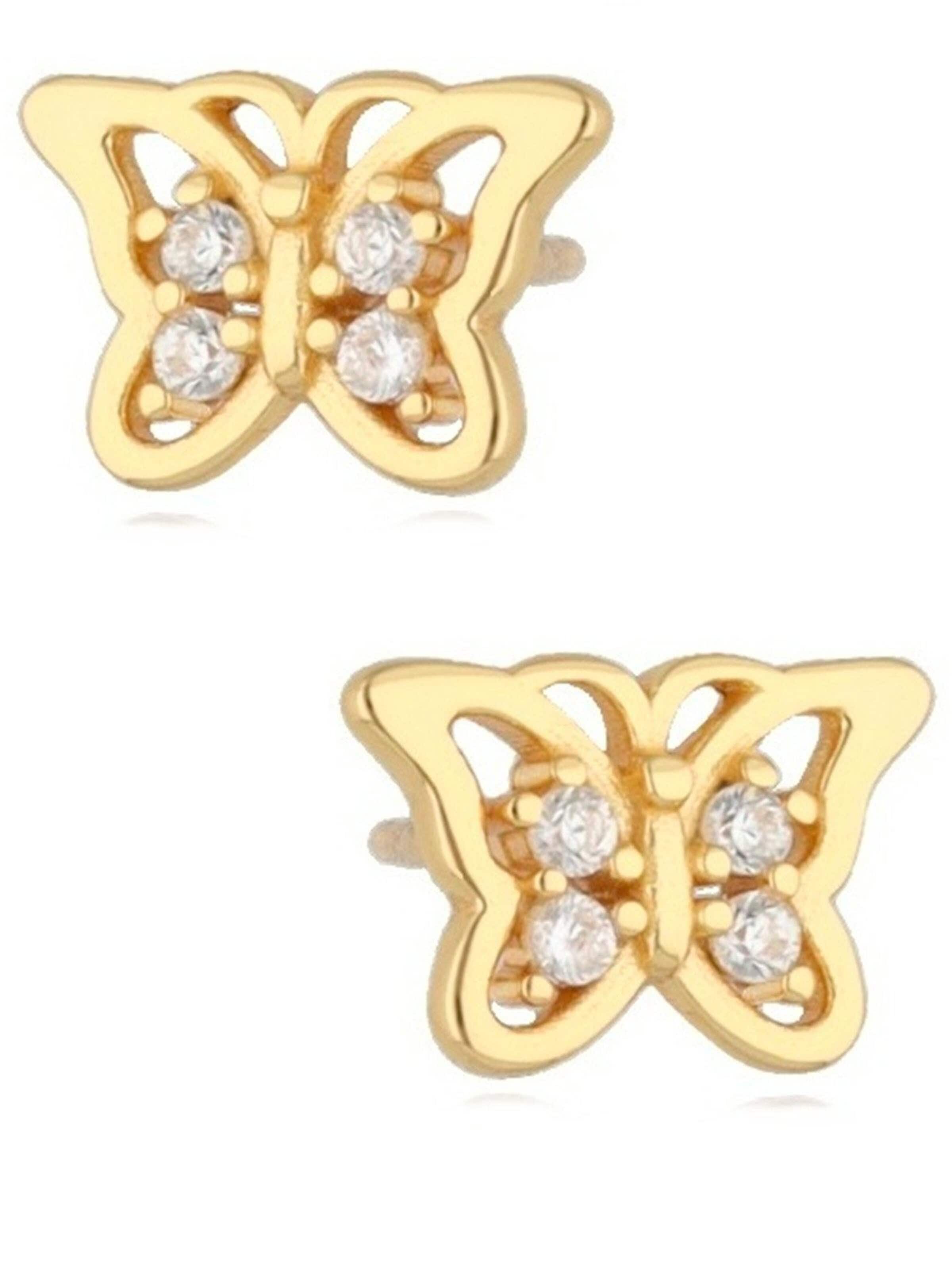 Goldene Hufeisen Ohrringe 'Schmetterling'‌‌‌‌‌‌‌‌‌ in Gold: Vorderseite